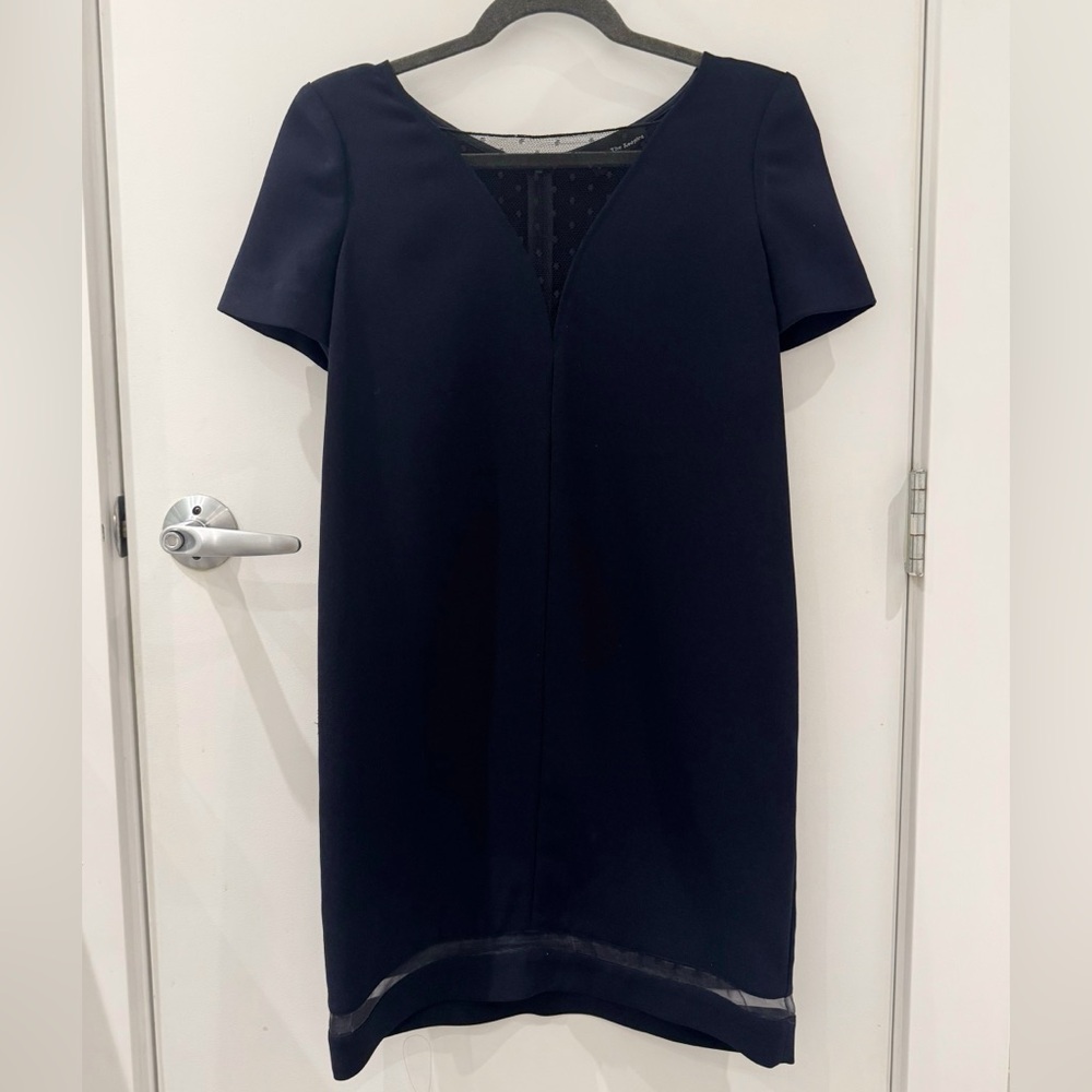 The Kooples Navy Mini Dress with Lace Inserts